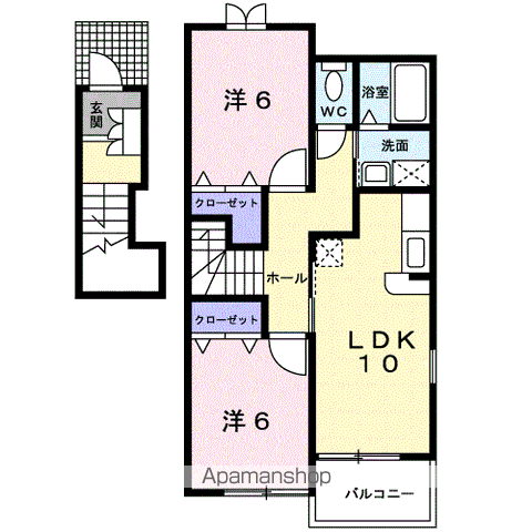 アルハンブラ一番館(2LDK/2階)の間取り写真