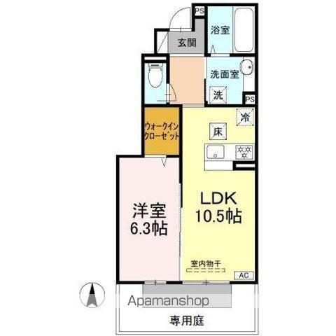 ウィット高岡(1LDK/1階)の間取り写真