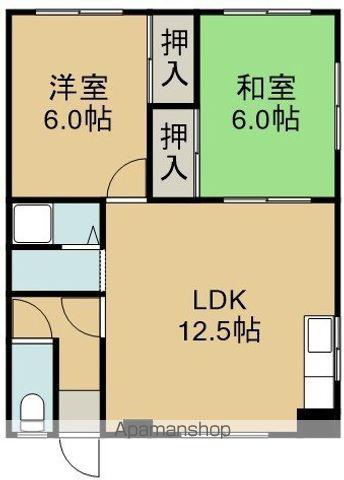 ひまわりアパート美原(2LDK/1階)の間取り写真