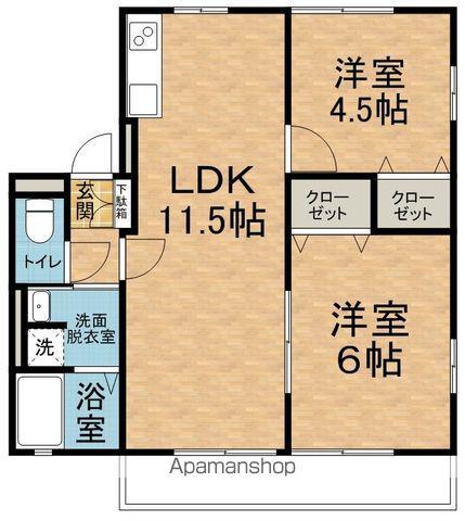 シティハイムナガタⅢ(2LDK/2階)の間取り写真