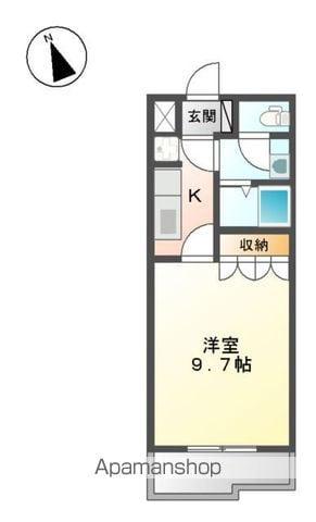 プランドール・カネキB棟(1K/2階)の間取り写真
