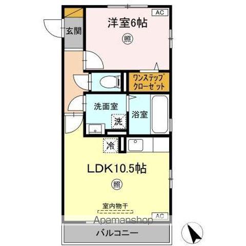 プリモフィオーレ(1LDK/3階)の間取り写真