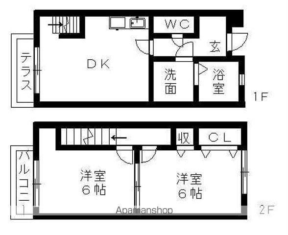 メゾンドアム アイリス(2DK/1階)の間取り写真