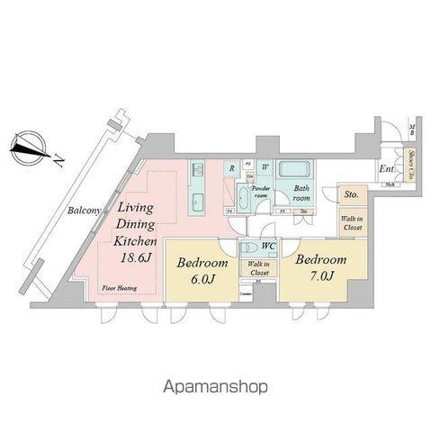 ドゥーエ早稲田(2LDK/2階)の間取り写真