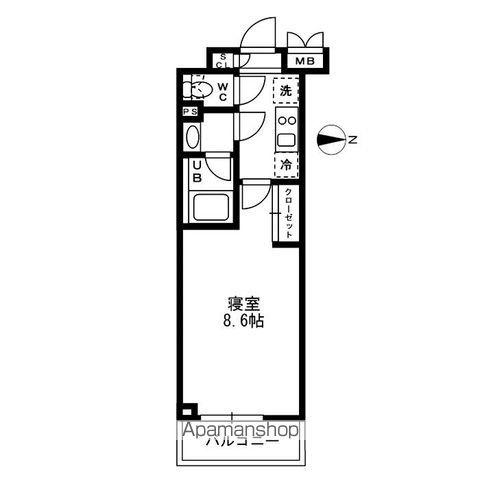  レジディア亀戸-(1K/10階)の間取り写真