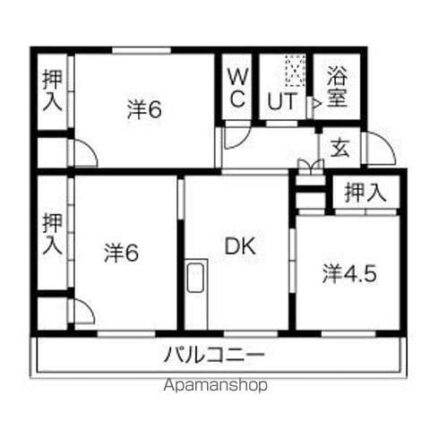 ヴィラナリー安八 A棟 B棟(3DK/4階)の間取り写真