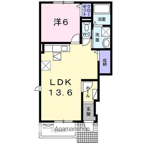 フェリーチェTⅠ(1LDK/1階)の間取り写真