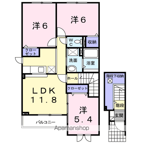 ブリーズ ガーデン 2号館(3LDK/2階)の間取り写真