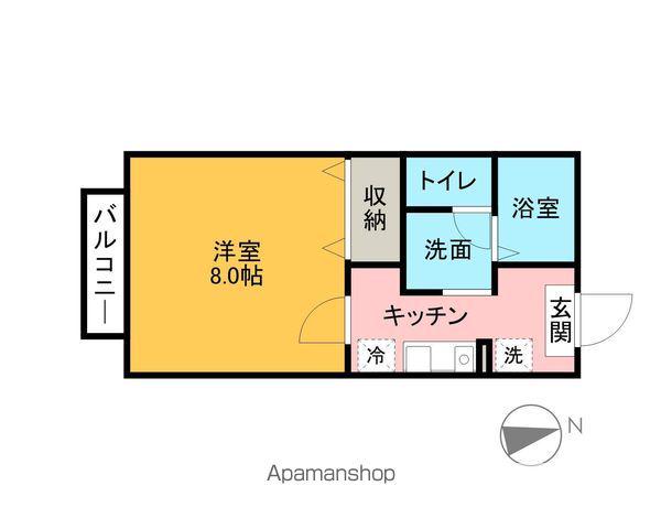 トランキール中殿(1K/1階)の間取り写真