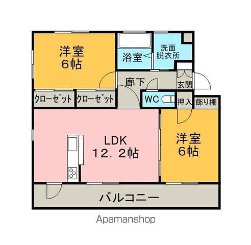 フラッツ天神(2LDK/1階)の間取り写真
