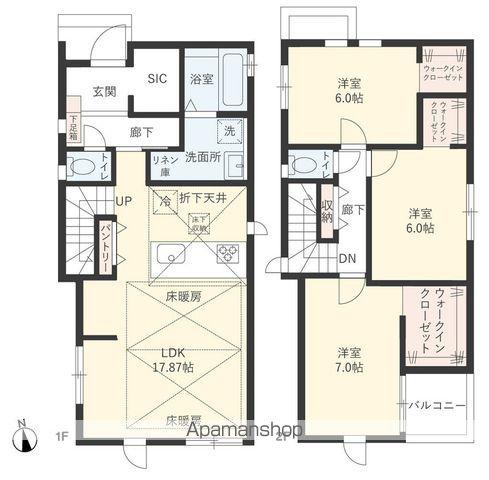 東急田園都市線 二子玉川駅 バス乗車時間：12分 下宿バス停で下車 徒歩8分 2階建 築1年(3LDK)の間取り写真