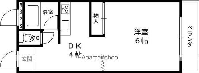 グリーンハイツ岸本(1DK/2階)の間取り写真