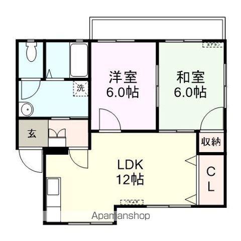 メゾンエスピァ草江(2LDK/2階)の間取り写真