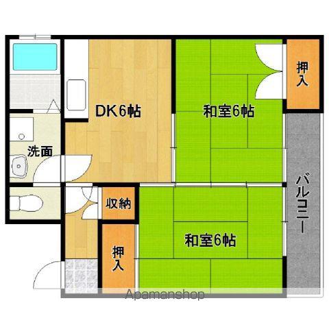 山崎ビル(2DK/1階)の間取り写真