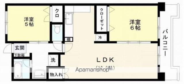 ニッシンビル(2LDK/4階)の間取り写真