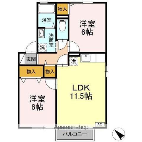 アルス明石台 AH(2LDK/2階)の間取り写真