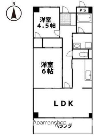 アルファエステート高松町(2LDK/2階)の間取り写真