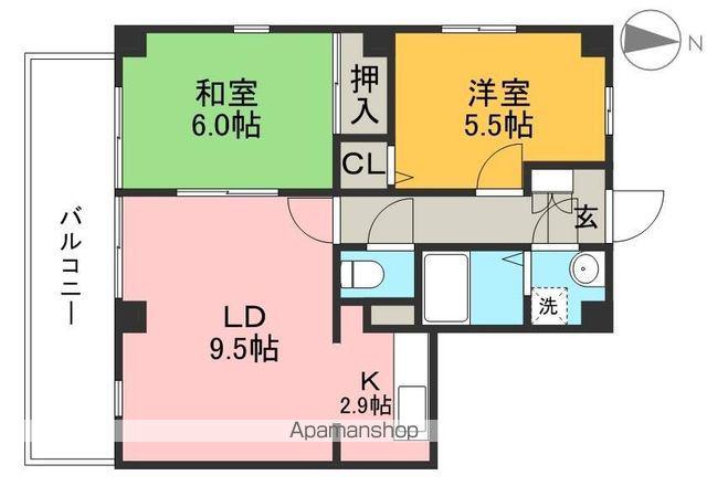 フォブール高須(2LDK/2階)の間取り写真