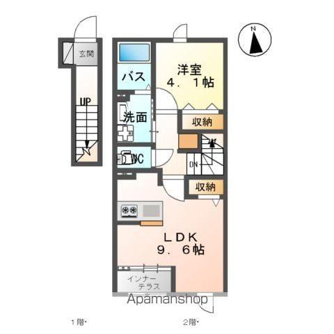 白河中山下アパートA(1LDK/2階)の間取り写真