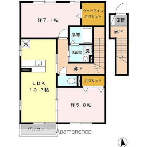 LARC(2LDK/2階)の間取り写真