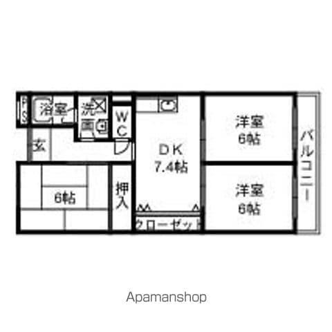 ヴィラ花水木(3DK/1階)の間取り写真