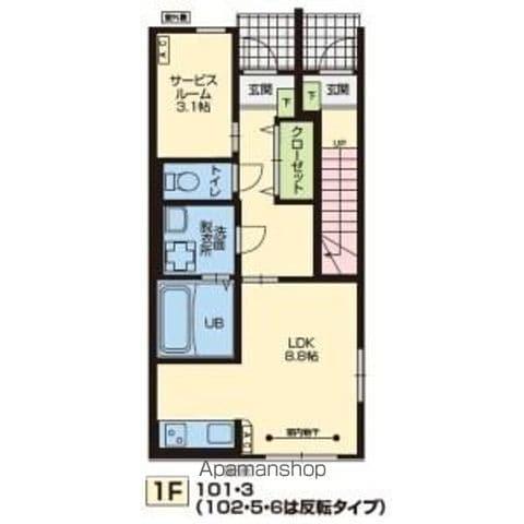 ARE (1K/1階)の間取り写真