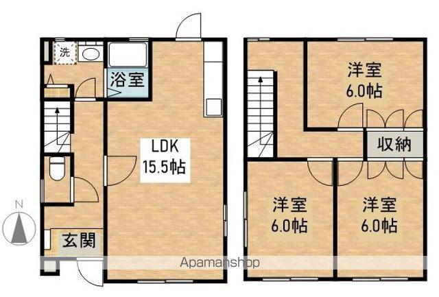 山陽本線 岡山駅 徒歩16分 2階建 築23年(3LDK)の間取り写真