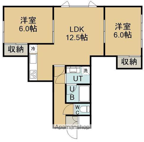 シャン・オドゥール(2LDK/2階)の間取り写真