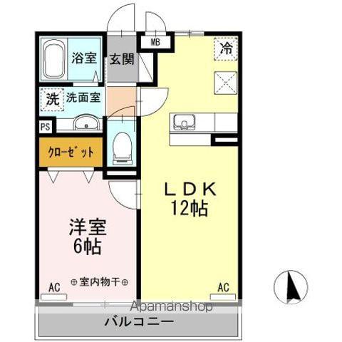 MDPマンション矢巾 B(1LDK/1階)の間取り写真