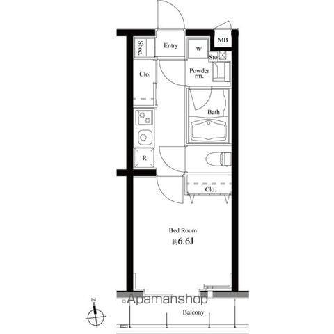 ハーモニーレジデンス東京アーバンスクエア(1K/4階)の間取り写真