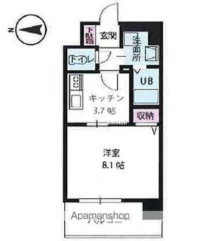 アステリア萱町(1K/2階)の間取り写真