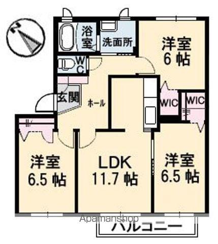 メゾンM-2(3LDK/1階)の間取り写真