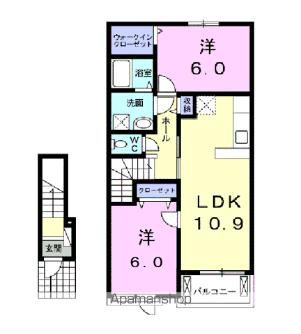 プリムローズ(2LDK/2階)の間取り写真