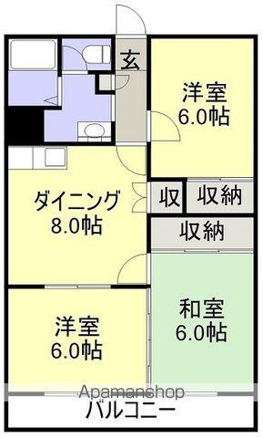 リベラルフクダⅡ(3DK/2階)の間取り写真