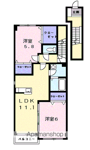 コートハイム浅井B(2LDK/2階)の間取り写真