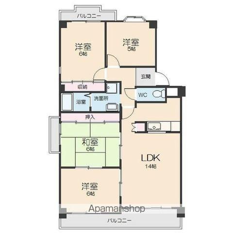 いづみハイツ平池(4LDK/3階)の間取り写真