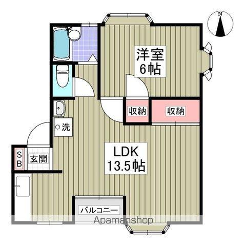 ルビーヒルズB(1LDK/2階)の間取り写真