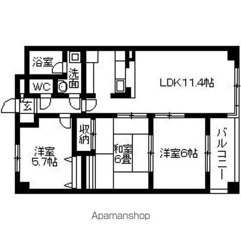 クレアールむさし野(3LDK/1階)の間取り写真
