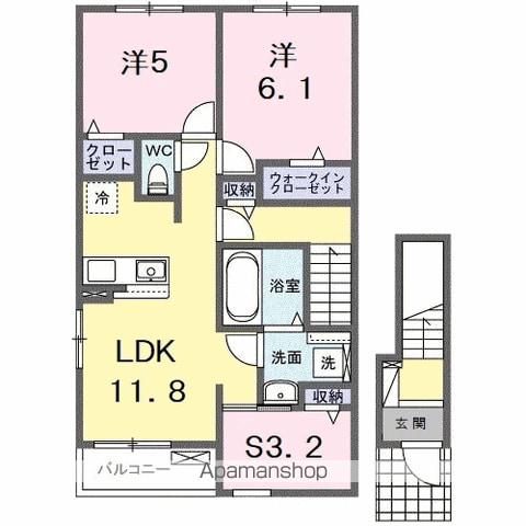 ルーク Ⅱ(2LDK/2階)の間取り写真