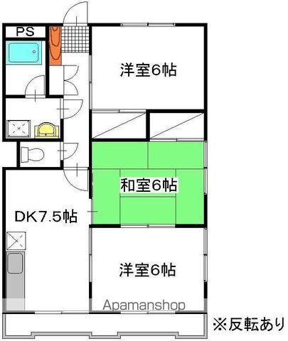 堂端コーポB棟(3DK/4階)の間取り写真