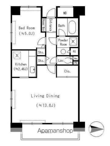 フレスコ川崎(1LDK/11階)の間取り写真