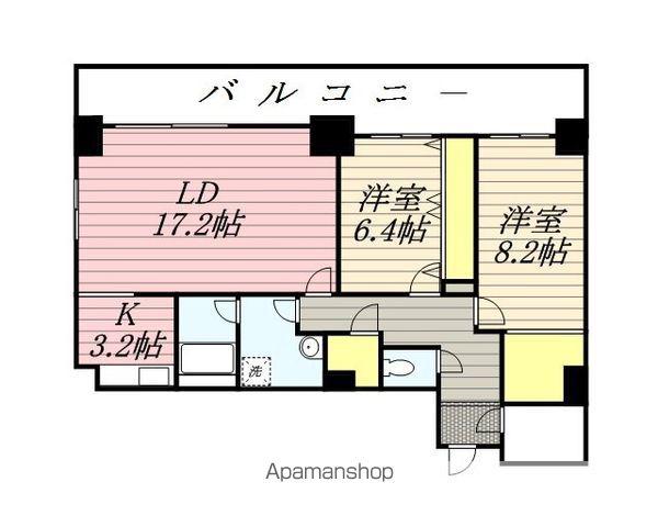 ティアラタワー中島倶楽部(2LDK/32階)の間取り写真