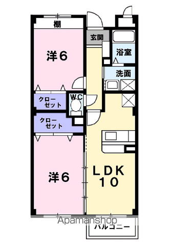 パークサイド南(2LDK/1階)の間取り写真