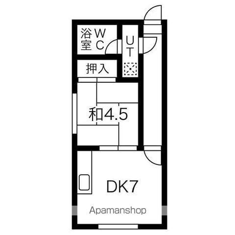 ポプラマンション(1DK/1階)の間取り写真