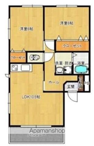 末吉大丸マンションA棟(2LDK/3階)の間取り写真