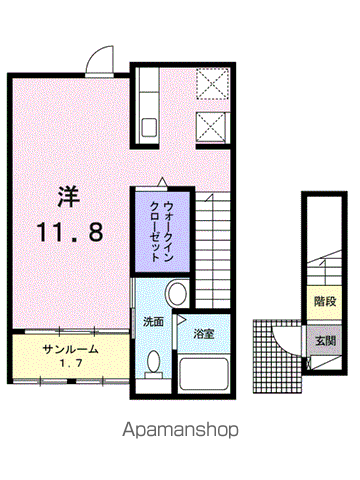 エスポワール・MK(ワンルーム/2階)の間取り写真