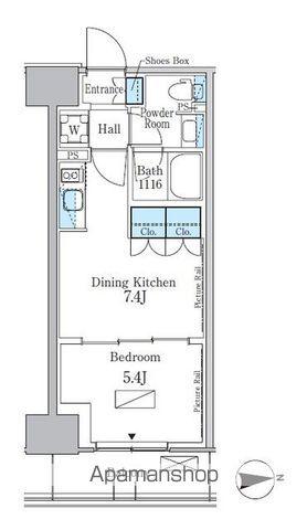 パークアクシス新宿百人町(1DK/6階)の間取り写真