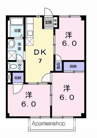 NEWグリーンハイツB(3DK/2階)の間取り写真