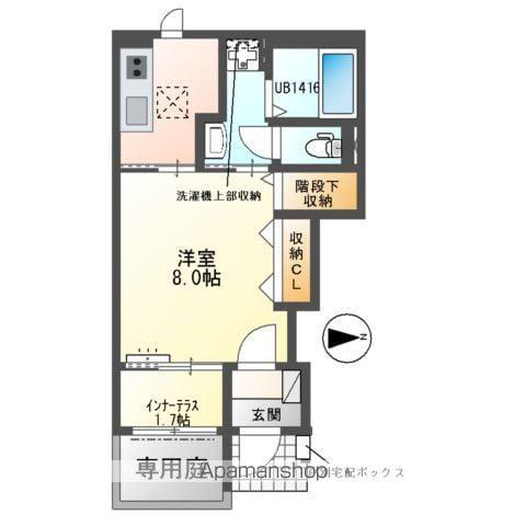 ひまわり(1K/1階)の間取り写真