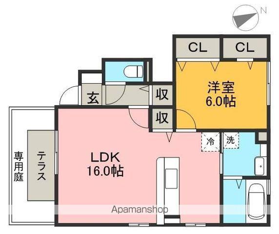 エトワール Ⅱ棟(1LDK/1階)の間取り写真